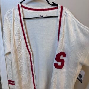 SO Women's Cream and Red Cardigan